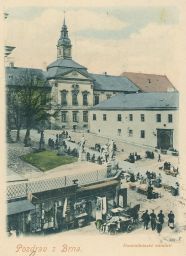 Brno Dominikánské náměstí obchody 1900