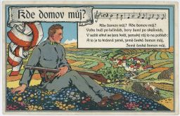 Umělecké válečné pohlednice armáda vojsko Kde domov můj 1914