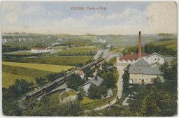 Železnice vlak Choceň Peliny Ústí nad Orlicí nakl. Strašík 1920