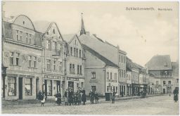 Ostrov Schlackenwerth Karlovy Vary náměstí obchody lidé