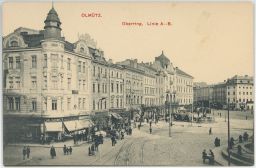Olomouc Horní náměstí obchody tramvaje nakl. Seibt 1914