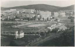 Zlín Baťa stadion u elektrárny fotbal razítko Památník TB 1944