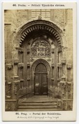 Chrám Matky Boží před Týnem, průčelí Týnského chrámu v Praze, vizitka, dat. 4.10.1868