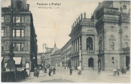 Praha Ferdinandova Národní třída pojišťovna tramvaj Národní divadlo Bellmann 1899