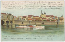 Praha Podskalí Palackého most parník Emauzy 1907