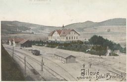 Železnice nádraží Jílové hotel Hrádek Praha-západ 1908 lehce rozlepená