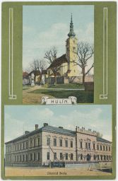 Hulín Kroměříž kostel škola c.k