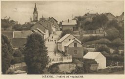 Mšeno Mělník pohled od koupaliště 30. léta