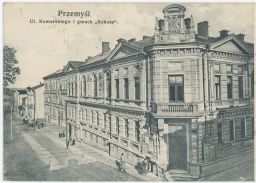 Przemyśl ul. Komarskiego i gmach Sokola foto Jurkiewicz 1908