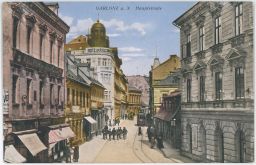 Jablonec nad Nisou Gablonz Hauptstrasse vojáci tramvaj 1923
