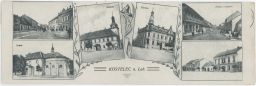 Kostelec nad Labem Mělník 1923 DVOUDÍLNÉ PANORAMA
