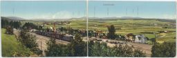 Železnice nádraží Dvůr Králové Trutnov Krkonoše DVOUDÍLNÉ PANORAMA 1910