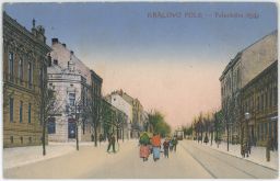 Brno Královo Pole Palackého tramvaj lidé 1918