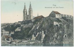 Praha pravý vltavský břeh s Vyšehradem 1909