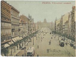 Praha Václavské náměstí tramvaje reklama Stýblo 1906