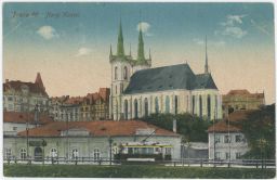 Praha Holešovice Farní kostel sv. Antonína z Padovy tram VKKV 1924