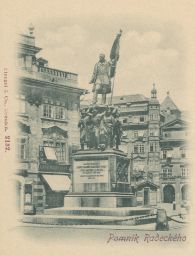 Praha Malostranské náměstí pomník Café Radetzky nakl. Stengel