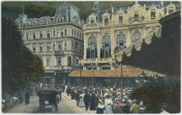 Karlovy Vary Karlsbad Grand Hotel Pupp koncert razítko Sokol 1926