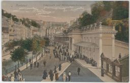 Karlovy Vary Karlsbad Felsenquelle und Mühlbrunnen Promenade 1916