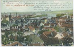 Praha celkový pohled z Hradčan Bellmann 1910