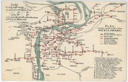 Praha plán elektrických drah reklama Pleschner Tábor 1908