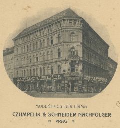 Praha módní dům Czumpelik & Schneider reklamní 1909