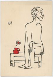 František Hrubín karikatura Jaroslav Kándl 1964
