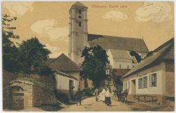 Trenčín kostel lidé povoz  1919