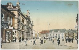 Most Brüx Marktplatz Warenhaus Woditschka 1915