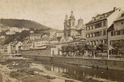 Karlovy Vary, empirová Vřídelní kolonáda, vizitka