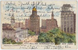 City Hall and Newspaper Row New York City 1903