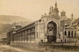 Karlovy Vary, litinová Kolonáda Vřídla, vizitka