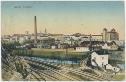 železnice výhybky most továrna celkový pohled Mladá Boleslav 1911