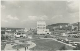 Zlín Baťa Tržnice OD autobusy nakl. Siegel 1941 PANORAMA