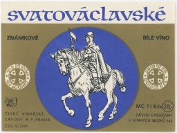 víno etiketa Praha Vysočany Svatováclavské bílé