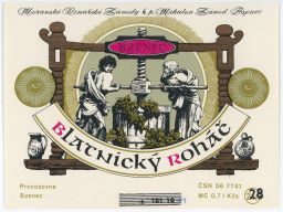 víno etiketa MVZ Mikulov Bzenec Blatnický roháč 0,7l 28Kčs