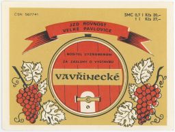 víno etiketa JZD Rovnost Velké Pavlovice Vavřinecké