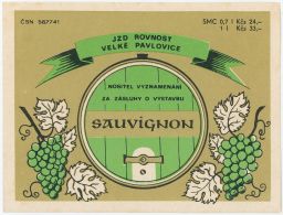 víno etiketa JZD Rovnost Velké Pavlovice Savignon
