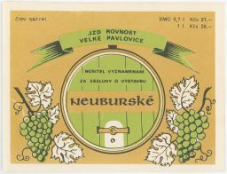 víno etiketa JZD Rovnost Velké Pavlovice Neuburské