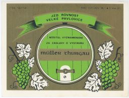 víno etiketa JZD Rovnost Velké Pavlovice Müller Thurgau