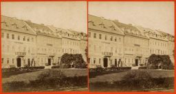 Mariánské Lázně, Císařská ulice, Kaiserstrasse, hotel Stadt Petersburg, stereofotografie