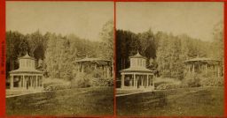 Mariánské Lázně, Lesní pramen, Waldquelle, před 1869, stereofotografie