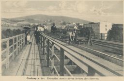 železnice most lávka osobní vlak Sázava Benešov 1926