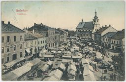 Holešov Kroměříž náměstí trhy nakl. Stelzig 1906