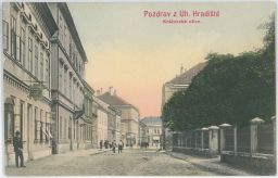 Uherské Hradiště Královská ulice vývěska foto Bartoň nakl. Radoušek