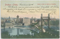 Praha panorama z Letné most císaře Františka 1900