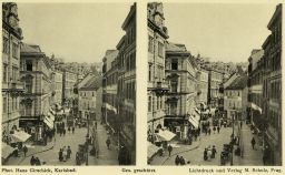 Karlovy Vary, Mlýnská ulice, Mühlbrunngasse, stereofotografie