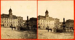 Teplice, Tržní náměstí s radnicí, stereofotografie