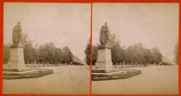 Františkovy Lázně, socha Františka I., a park, stereofotografie