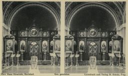 Karlovy Vary, pravoslavný kostel sv. Petra a Pavla, interiér, stereofotografie